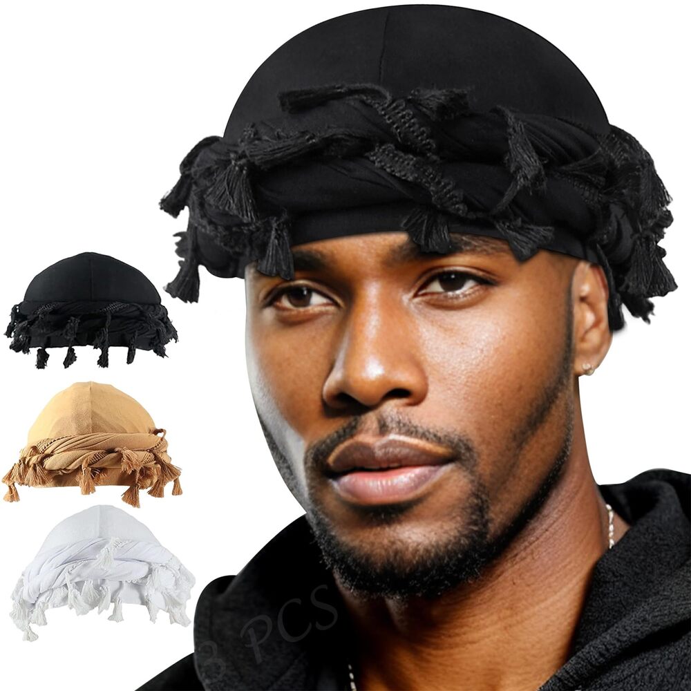 5652 Halo Turban Satin Lined Durag Head Wraps Scarf Skull Cap Pre-Tied
